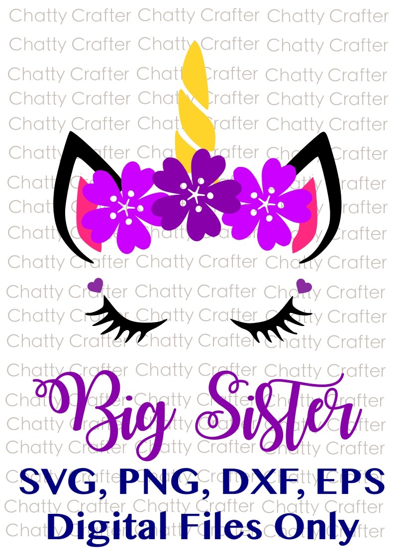 Download Unicorn Face - Big Sister - Digital Download - SVG PNG ...