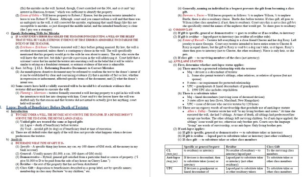 Wills, Trusts and Estates Outline (Quick Review Law School Course Outline)