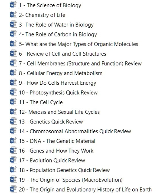 General Biology Quick Review Notes and Outline (20 Unit Pack)