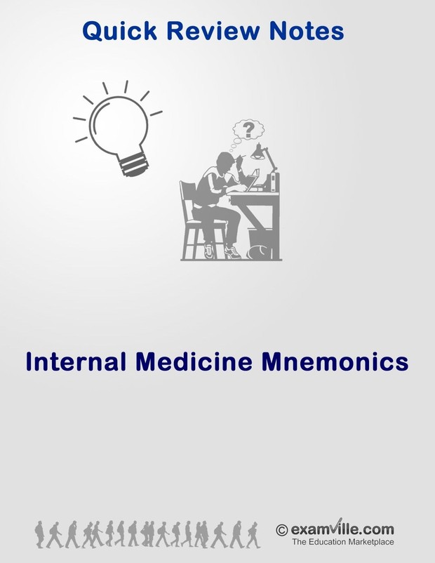 Internal Medicine Mnemonics Cheat Sheet