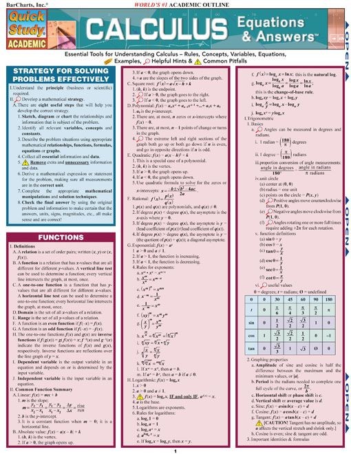 Calculus Equations & Answers - Examville