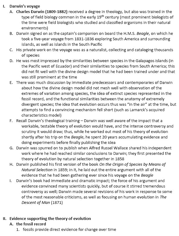 Evolution - A Darwinian Explanation of Life (Quick Biology Review and Handout)
