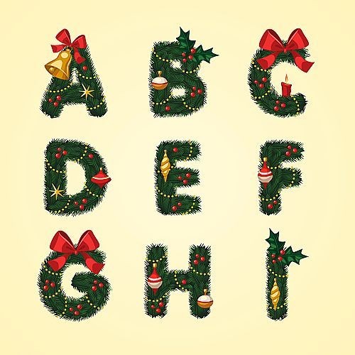 Chrismtas themed Alphabets and Numbers Graphics Pack