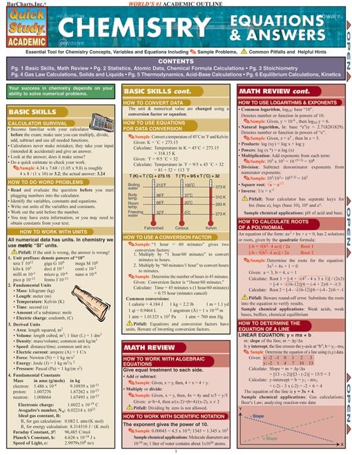 Chemistry Equations & Answer
