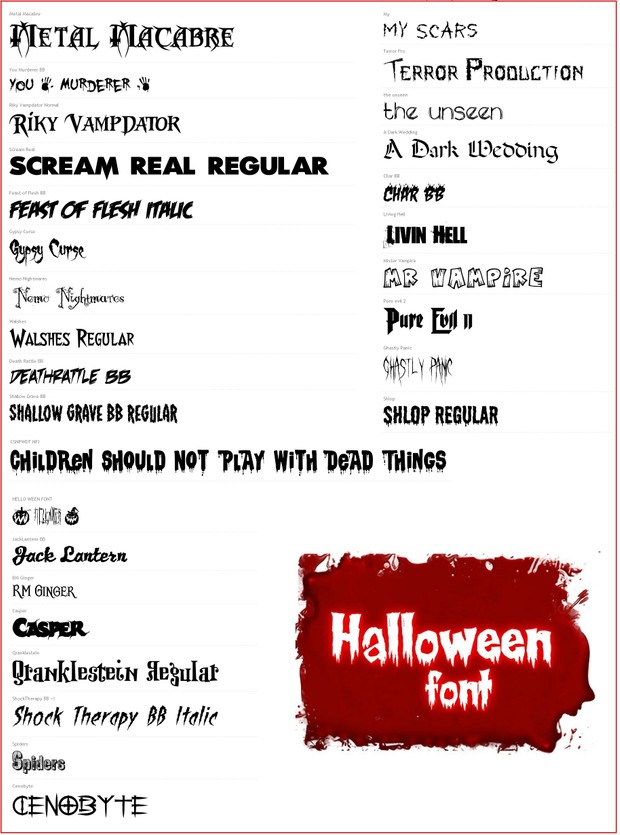 Halloween Themed Fonts Mega Pack (30 Fonts)