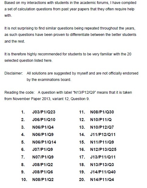 Challenging Calculation MCQs from Chemistry 9701