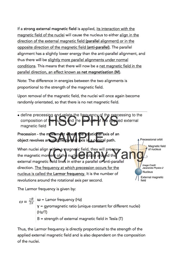 HSC 99.90 ATAR Physics (96) Band 6 Medical Physics Option Syllabus Notes