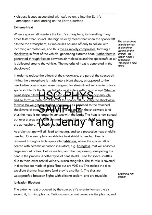 HSC 99.90 ATAR Physics (96) Band 6 Space Syllabus Notes
