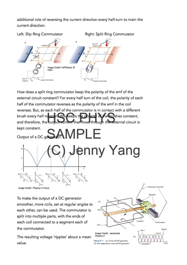 HSC 99.90 ATAR Physics (96) Band 6 Motors and Generators Syllabus Notes
