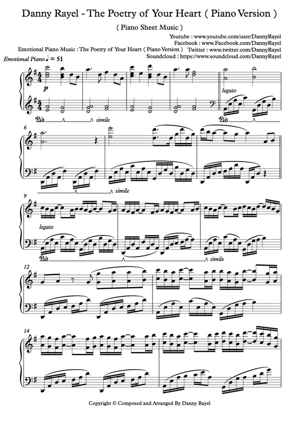Danny Rayel Red Roses Piano Sheet Music Danny Rayel