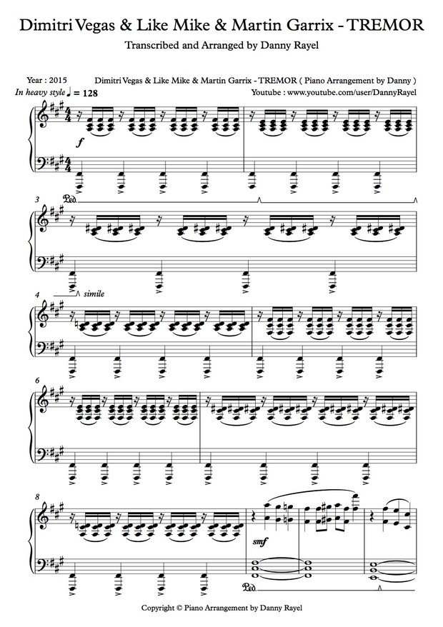 Dimitri Vegas & Like Mike & Martin Garrix - TREMOR ( Piano Arrangement by Danny Rayel )
