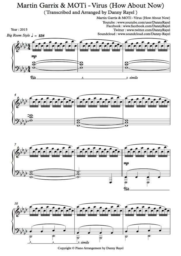 Martin Garrix & MOTi - Virus (How About Now) (Piano Arrangement by Danny) (Sheet Music)