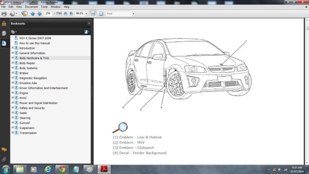 HSV E Series Clubsport/R8/Grange/GTS/Maloo Ute/Senator/W427 Workshop Manual