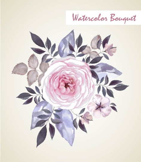 Vintage watercolor Floral Bouquet, Watercolor flowers, Watercolor floral elements