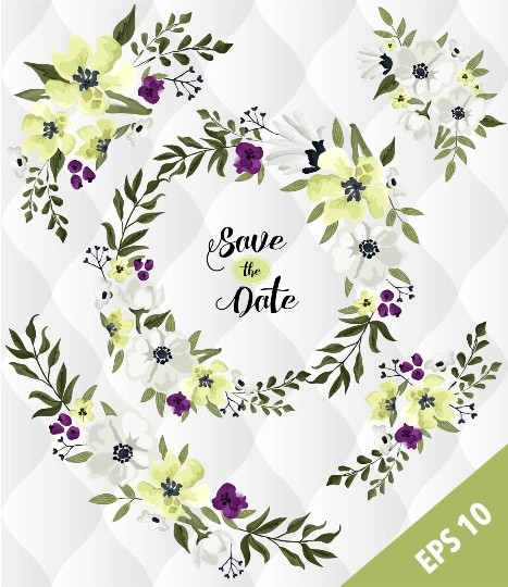 apple green floral elements, Watercolor flower designs, Spring flowers Clip art