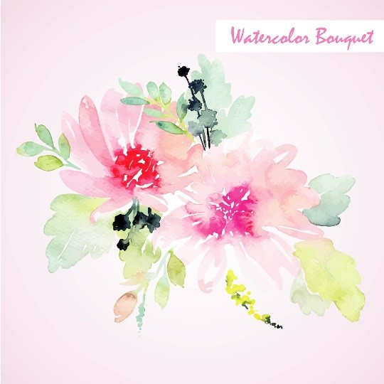 Pastel watercolor Floral Bouquet, Watercolor flowers, Watercolor floral elements