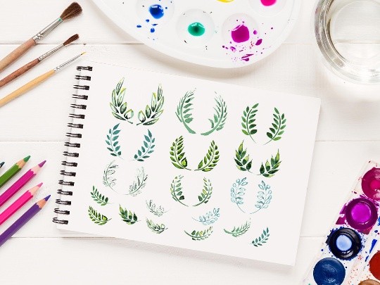 18 watercolor foliage, Watercolor leaves, leaves design elements, Watercolor elements