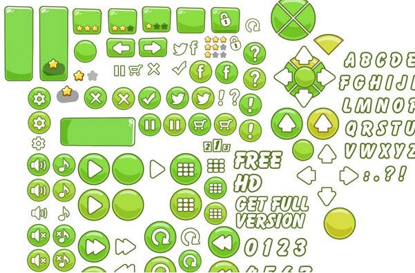 GAMESALAD CARTOON MENU PACK (green Buttons)