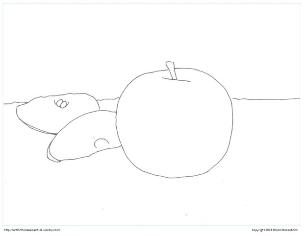 Apple Still Life with Perspective Project for 9-12 year olds