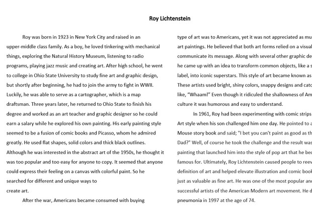 Roy Lichtenstein: American Art History Project and Lesson