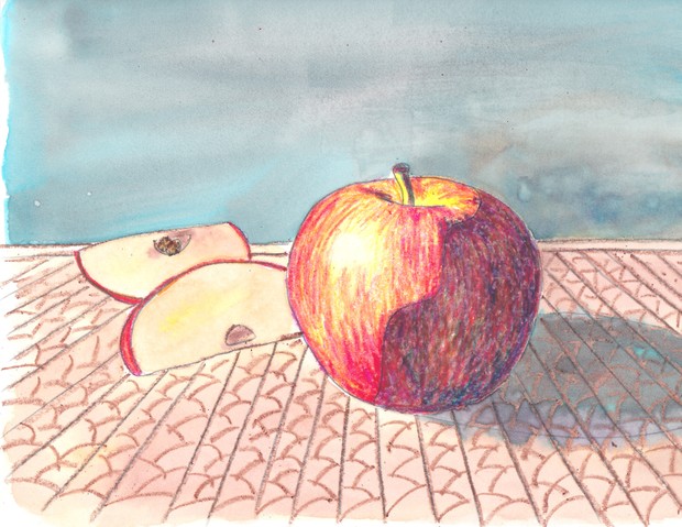 Apple Still Life with Perspective Project for 9-12 year olds
