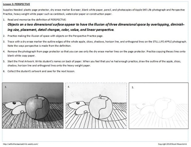 Apple Still Life with Perspective Project for 9-12 year olds