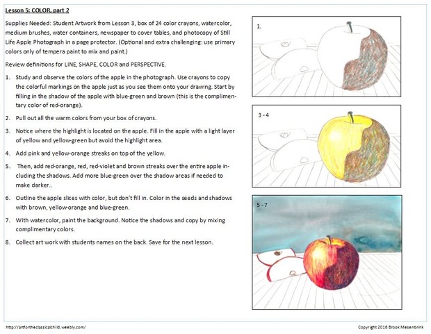 Apple Still Life with Perspective Project for 9-12 year olds