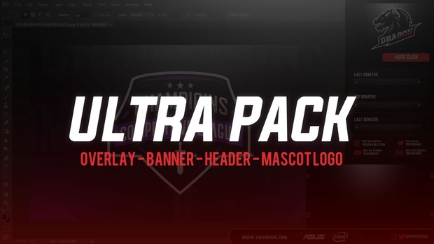 ULTRA PACK : OVERLAY STREAM PROFESSIONAL + MASCOT LOGO + HEADER + BANNER | BY EMDZN