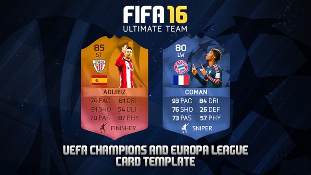 FUT 16 - HD CHAMPIONS AND EUROPA LEAGUE CARD TEMPLATE