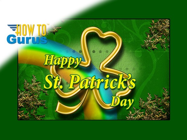 How To Make a Gold Design St Patrick's Day Card in Photoshop Elements 15 14 13 12 11 Tutorial