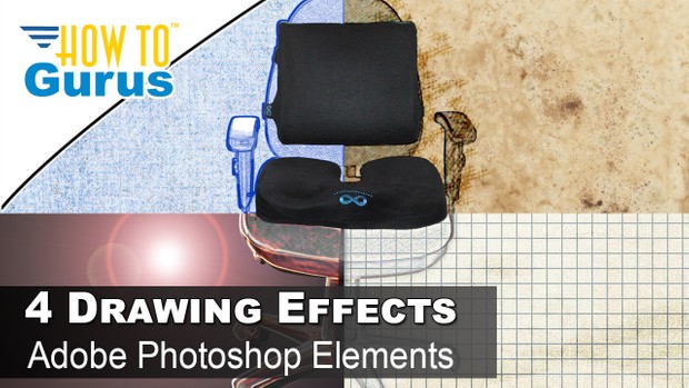 Review of Everlasting Seat Cushions plus 4 Drawing Effects in Photoshop Elements 2018 15 14 13
