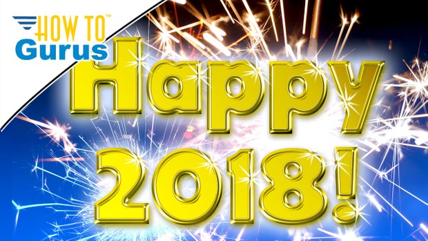 Photoshop Elements Happy New Years 2018! How To with Gold Rimmed Text and Sparklers 2018 15 Tutorial