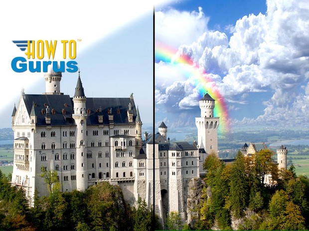 How To Improve Sky Background and Custom Rainbow in Photoshop Elements 15 14 13 12 11 Tutorial
