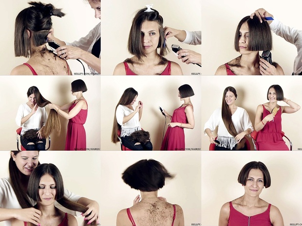 Nikolina Long to Wedge Bob Haircut
