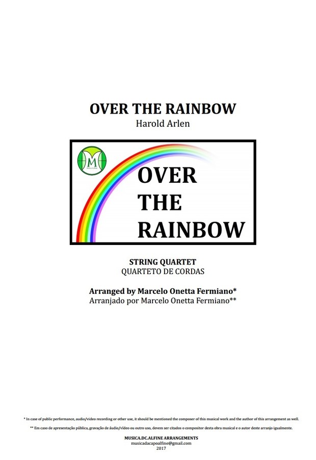 Over The Rainbow - Harold Arlen - String Quartet - Score and parts