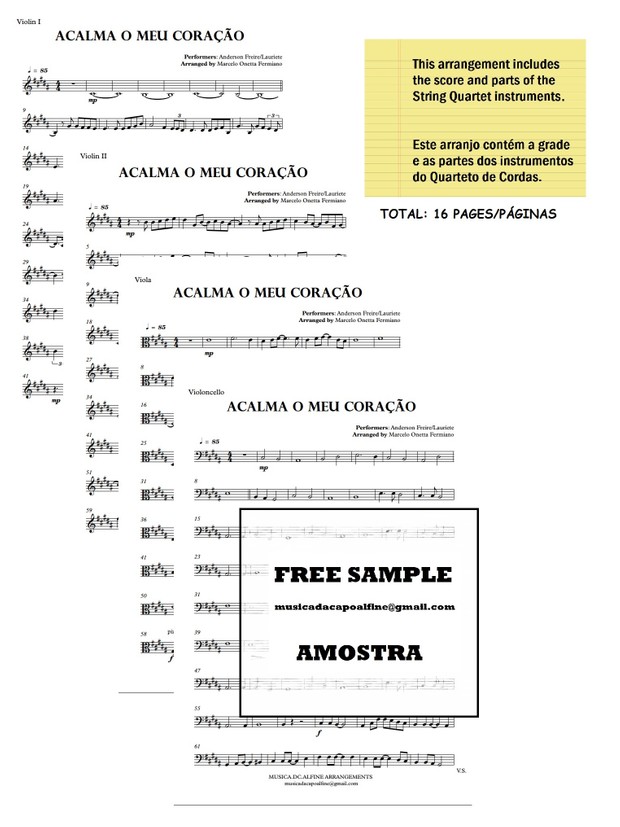 Acalma o Meu Coração - Quarteto de Cordas Partitura (2) - Score and parts.pdf
