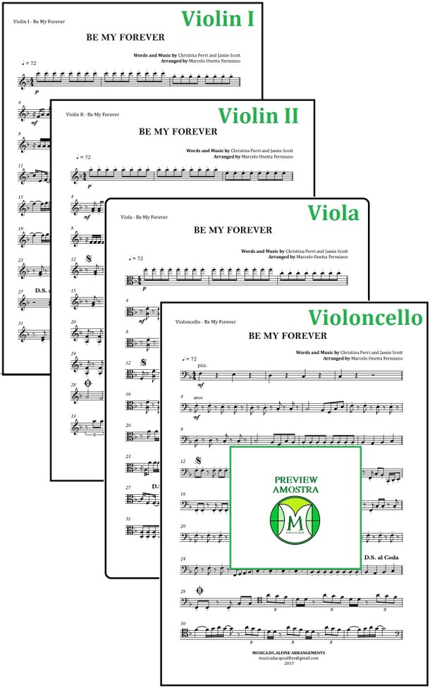Be My Forever | Christina Perri | String Quartet and Brass Trio | Score and Parts | Download