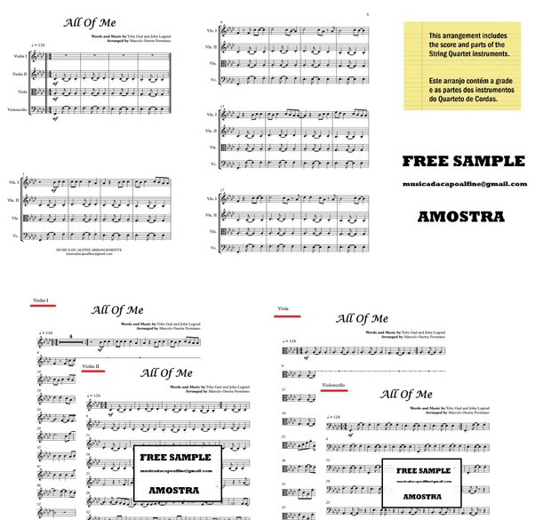 All of Me - String Quartet - Score and parts in Ab.pdf