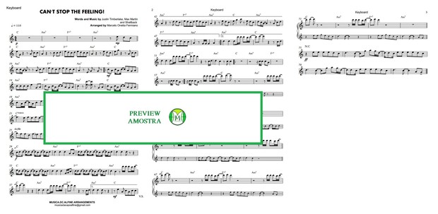 Can't Stop The Feeling - Justin Timberlake - Keyboard or Violin - Sheet Music