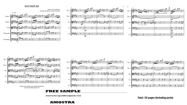 Rather Be - C. Bandit - String Quintet /Sheet Music/ Download - Score and parts Sheet Music