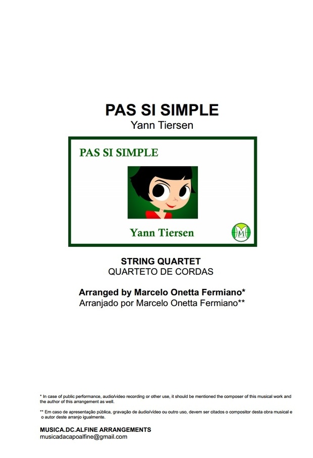 Pas Si Simple - Yann Tiersen - String Quartet - Score and parts.pdf