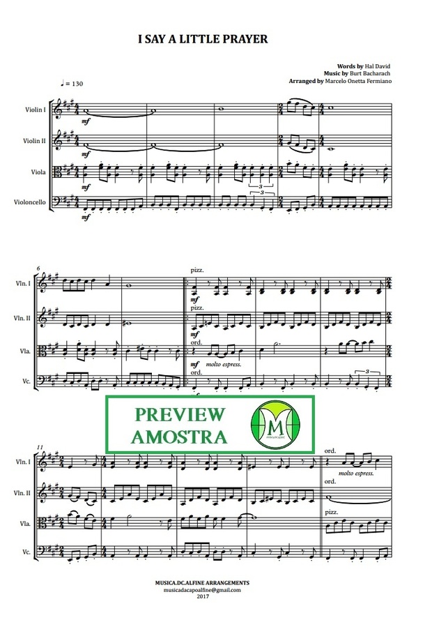 I Say a Little Prayer | Aretha Franklin | String Quartet | Score and Parts