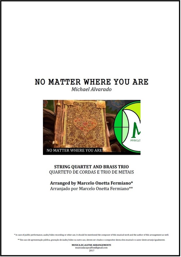 No Matter Where You Are | Us The Duo | Quarteto de Cordas e Trio de Metais | Partitura Completa
