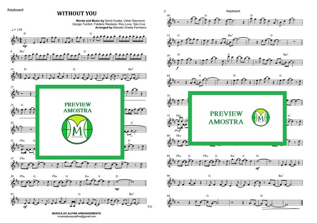 Without You - David Guetta - Keyboard or Violin Sheet Music