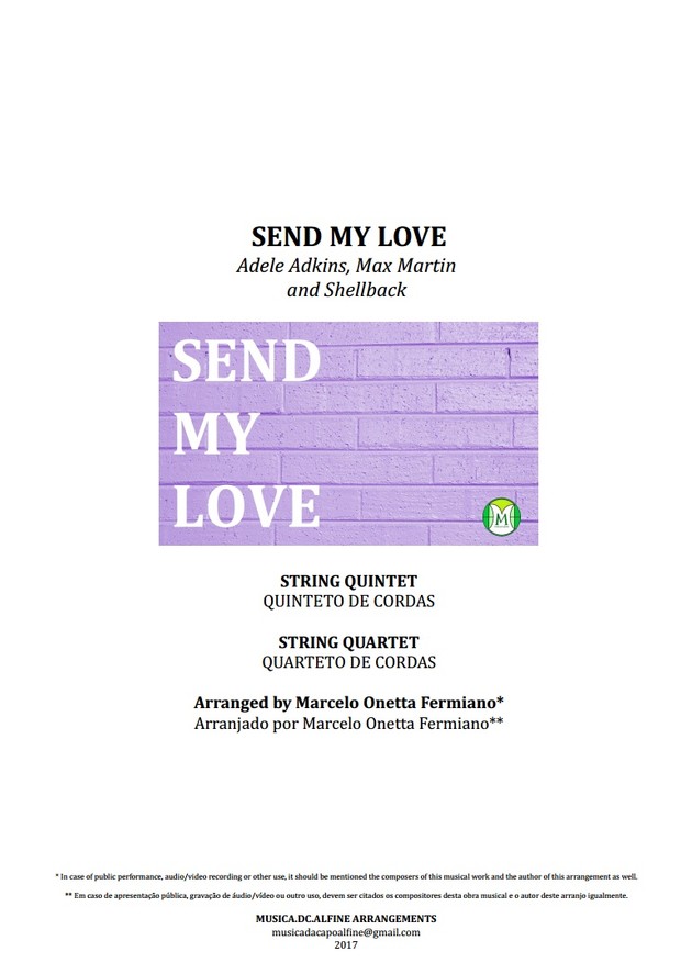 Send My Love | Adele | String Quartet or String Quintet | Score and Parts