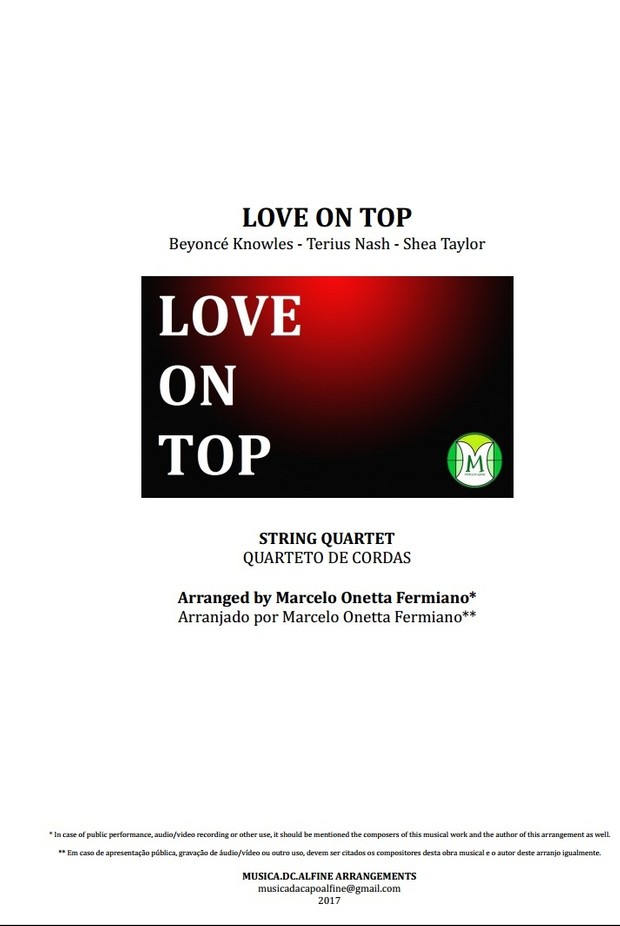 Love On Top - Beyoncé - String Quartet - Score and parts