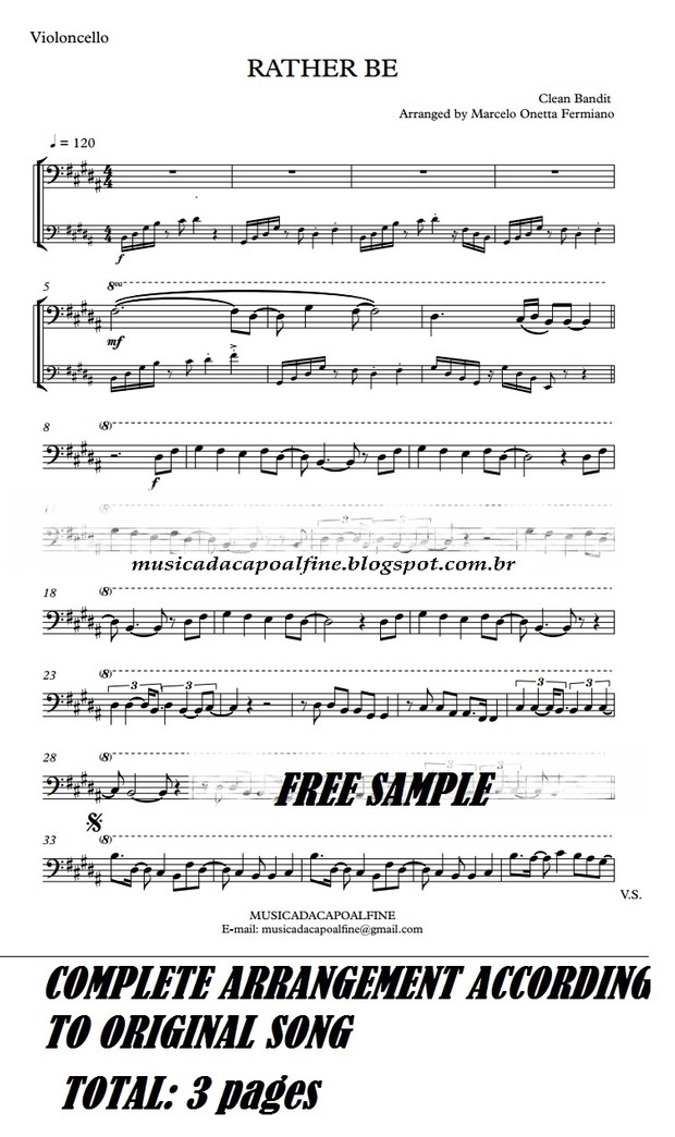 RATHER BE -Clean Bandit - Violoncello - Sheet music download - Parts2.pdf