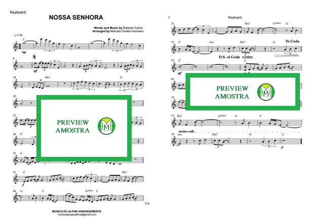 Nossa Senhora - Roberto Carlos - Teclado ou Violino - Partitura