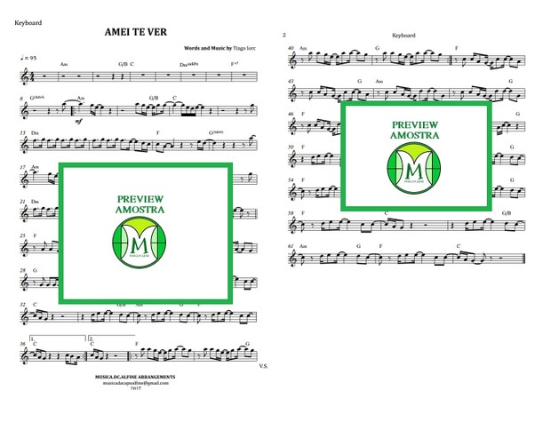 Amei Te Ver - Tiago Iorc - Teclado ou Violino - Partitura