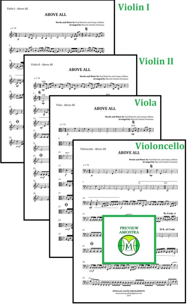 Above All | Michael W. Smith | Quarteto de Cordas | Partitura Completa Download